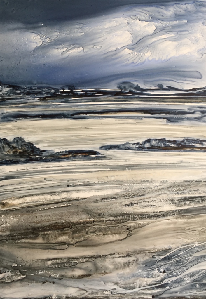 Christine Louzé aquarelle sur Yupo Sous l`orage