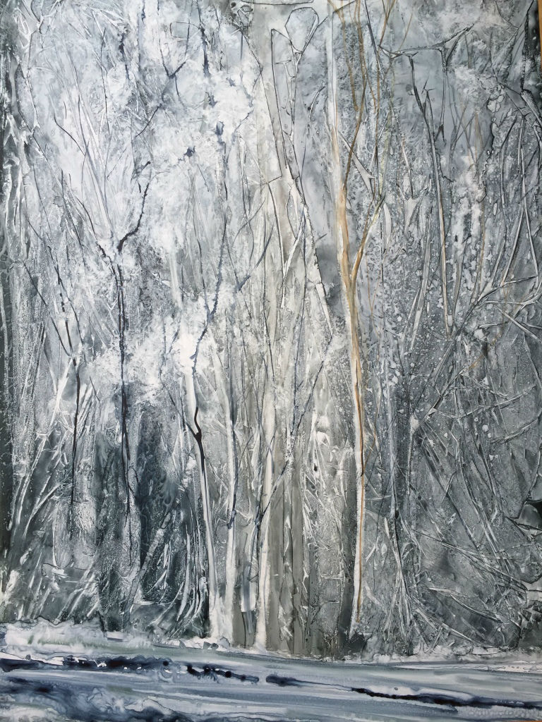 Christine Louzé -Hivernale 1- Aquarelle sur Yupo 50x70 cm