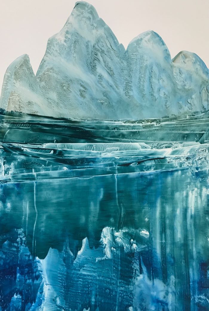Profondeurs glacées :aquarelle sur yupo Christine Louzé 2023